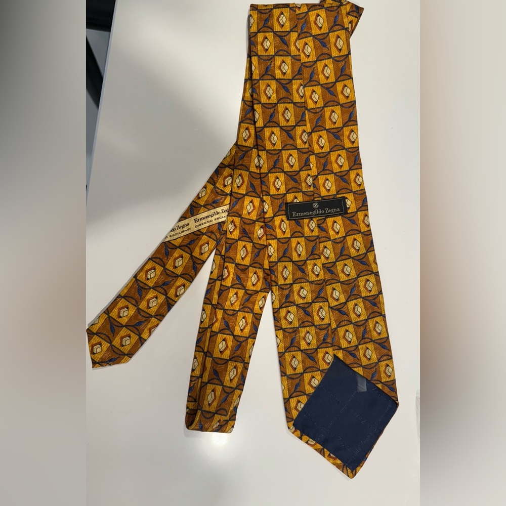 Ermenegildo Zegna Orange and Blue Silk Tie- perfect condition !